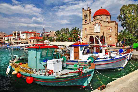 Port of Idyllic Greek Island of Aegina,Greece