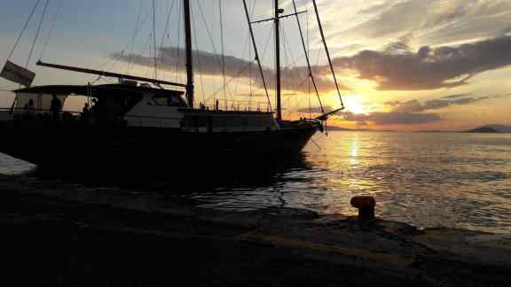 Iraklis L at sunset in Aegina