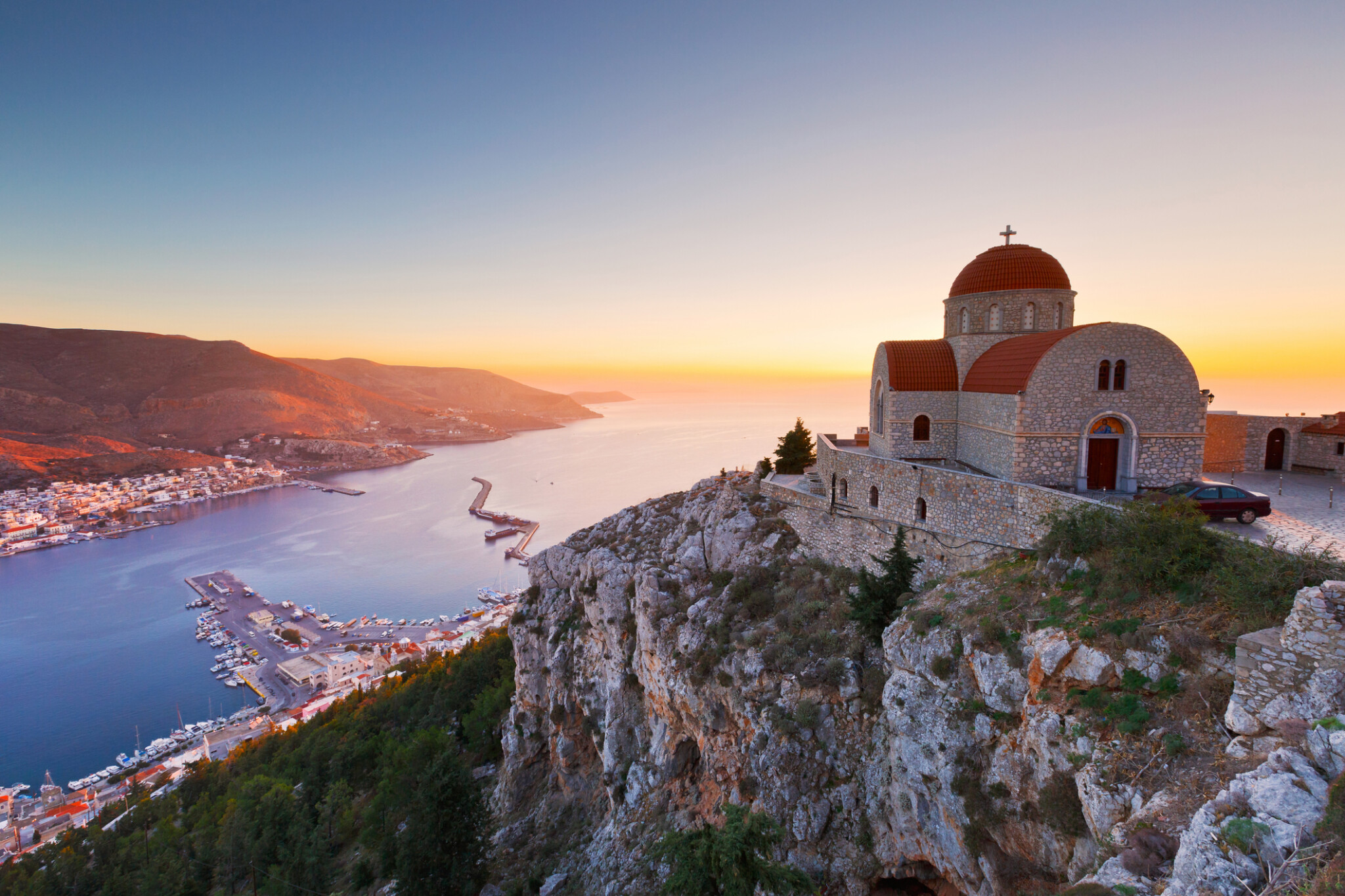 Monastery of St. Sava above Kalimnos town in Dodecanese, Greece.