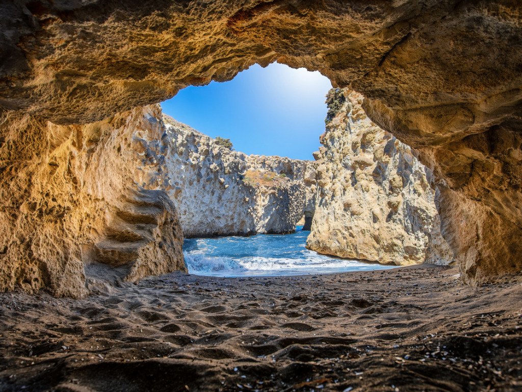 The Papafragkas caves on Milos - a secret catamaran jump from Monemvasia to Milos on the way to Santorini
