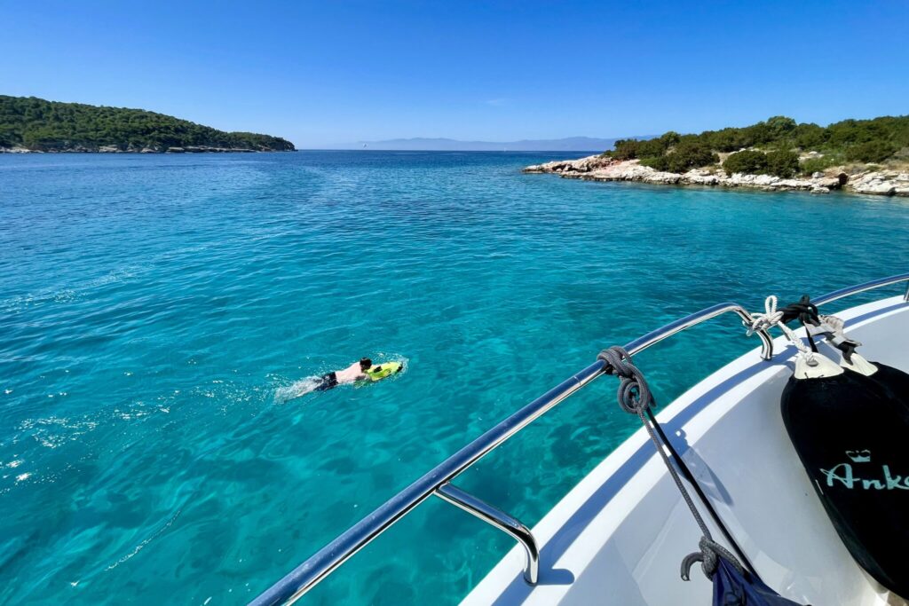 Charter guest from Motor yacht ANKA trying out the seabob, Greece