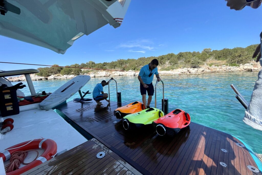 Water toys coming out on motor yacht ANKA in Greece