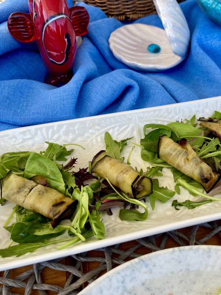 A plated appetizer served aboard motor yacht ANKA in Greece