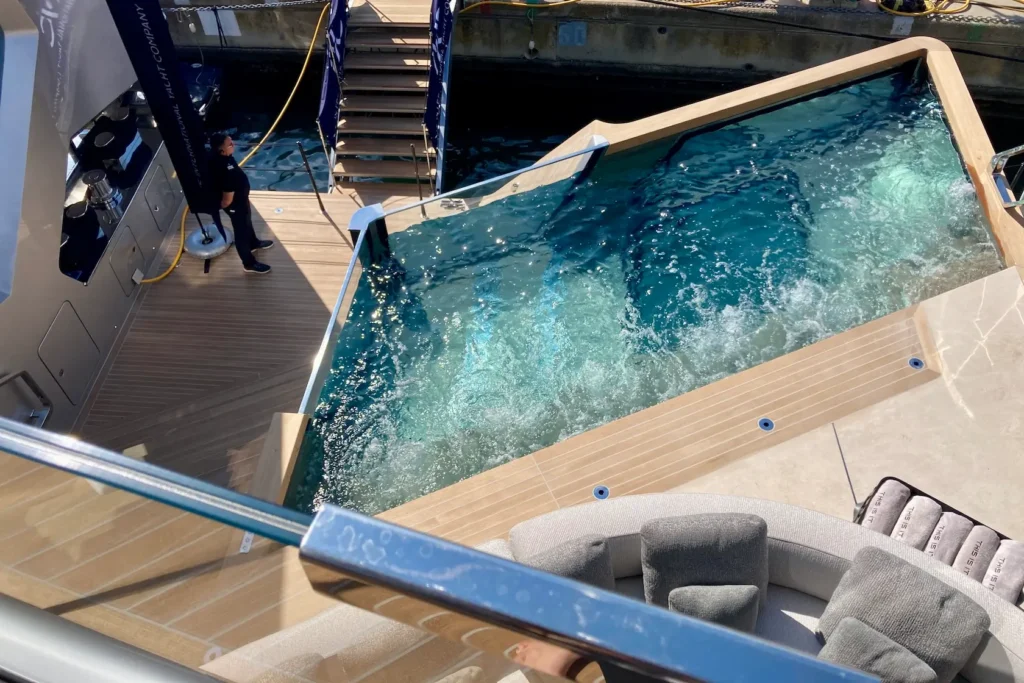 Superyacht THIS IS IT master cabin balcony, MYBA Yacht Show 2025, Sanremo, Italy