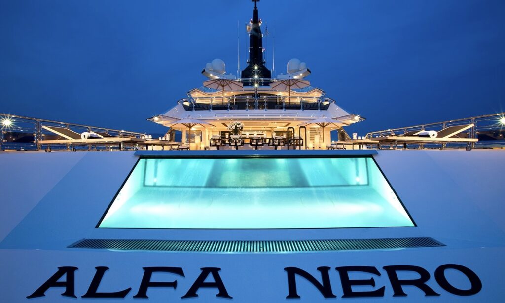 The pool on superyacht ALFA NERO, May 2025.