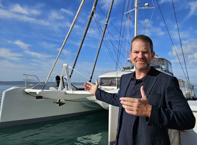 Yacht Charter Broker John Boullin inspects crewed catamarans