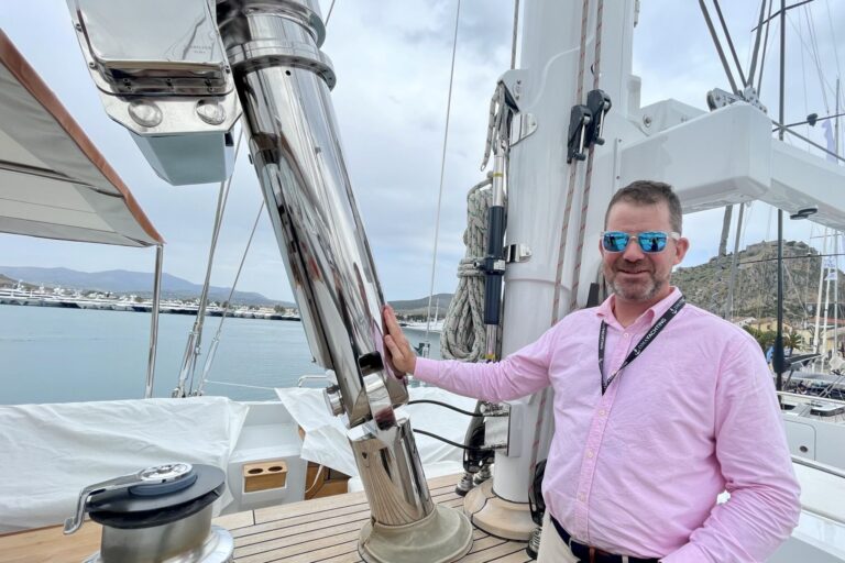 yacht charter broker John Boullin onboard luxury sailin gyacht ALMYRA II in Greece