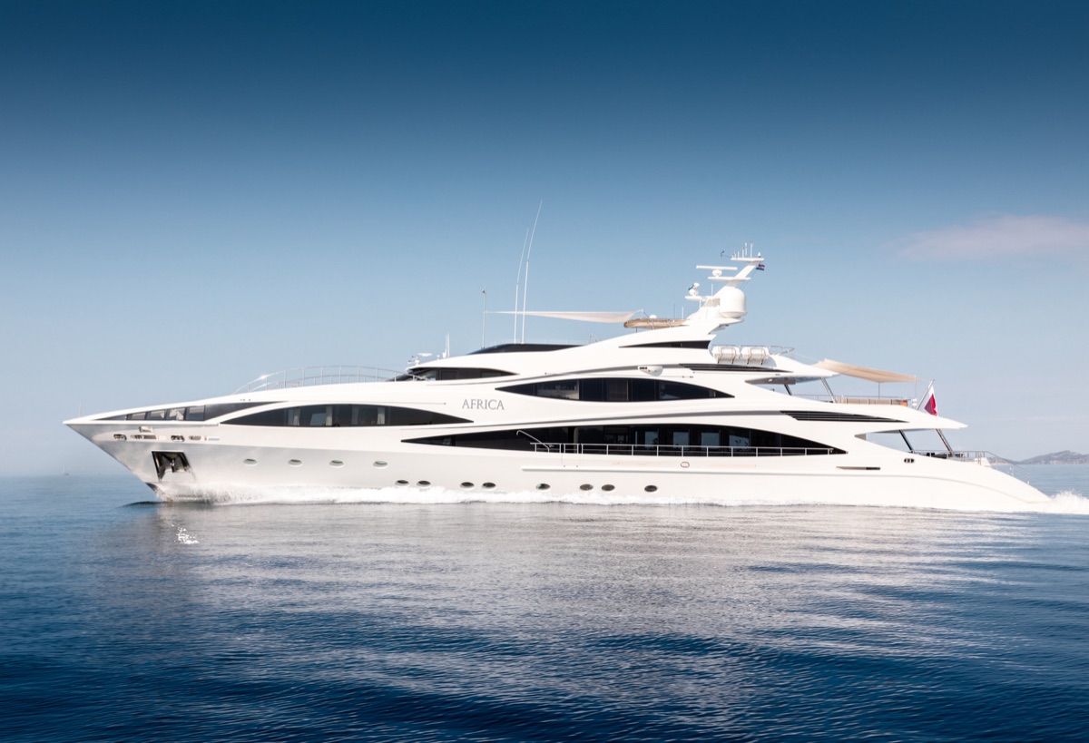 Motor yacht AFRICA I underway in Greece