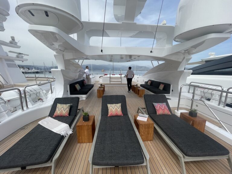 Sundeck of motor yacht AFRICA I, photographed on board by our broker