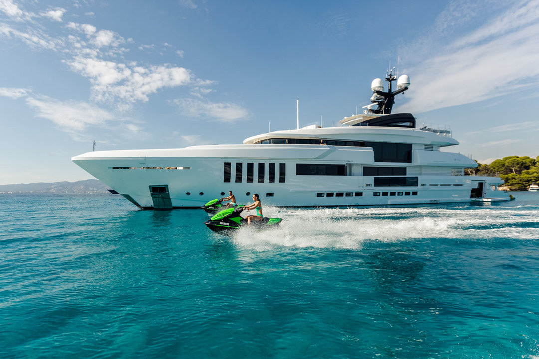 Motor yacht OURANOS at anchor