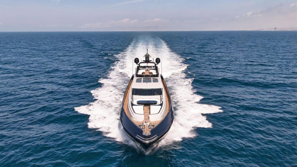 The 138 ft Codecasa motor yacht ABILITY under way at speed