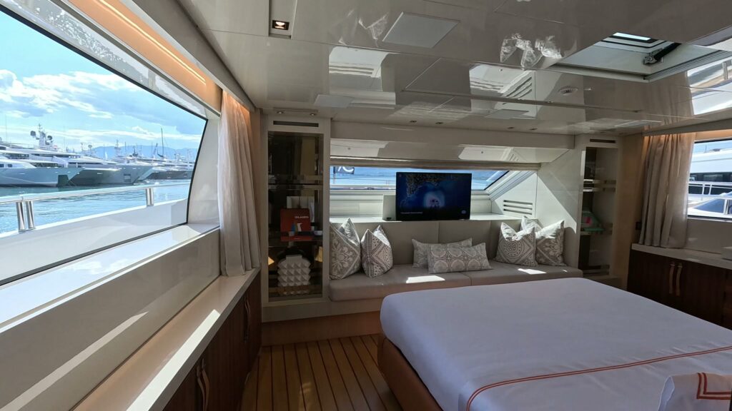 Master cabin on the Sanlorenzo WOMBAT