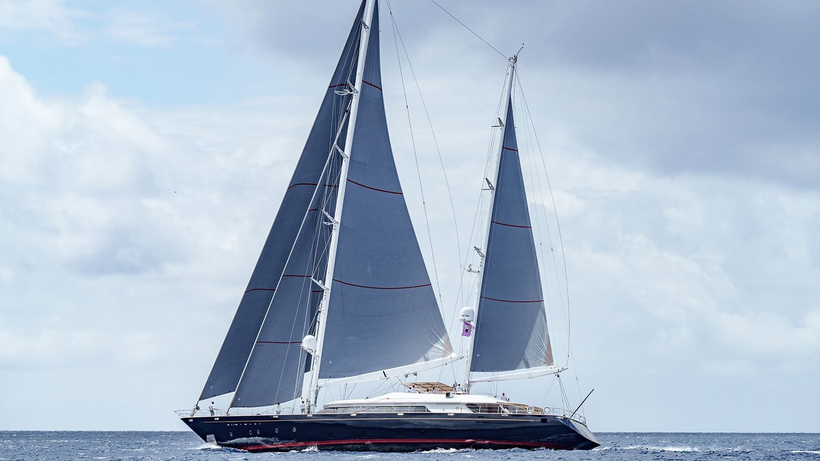 The Perini Navi sailing yacht ALMYRA II under full sail