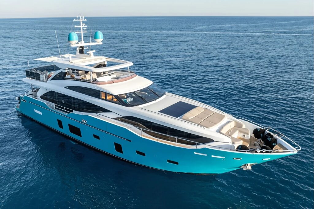 ANKA, a 2019 Princess of 100 feet, seen from above in Greece