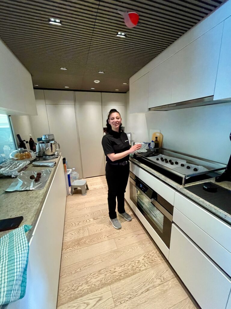 Chef Ioannis Markatis at the stove in BESTIA's galley