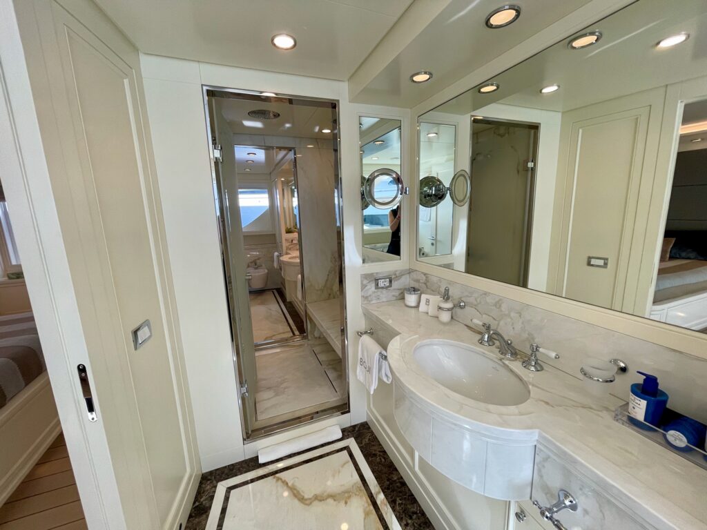 BOJI, the master bathroom with its marble shower