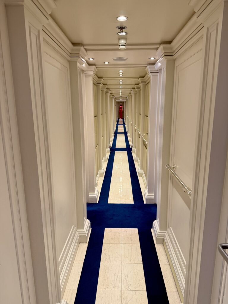 CHRISTINA O, the long cabin corridor