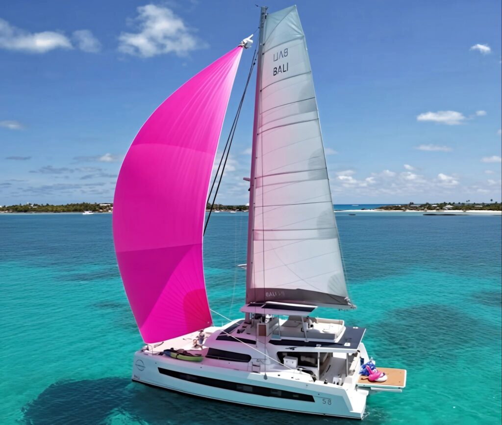 ENDEAVOUR, a 2026 Bali catamaran of 58 feet, under sail