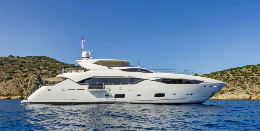 GEORGE P, a 114 foot Sunseeker motor yacht, in Greece