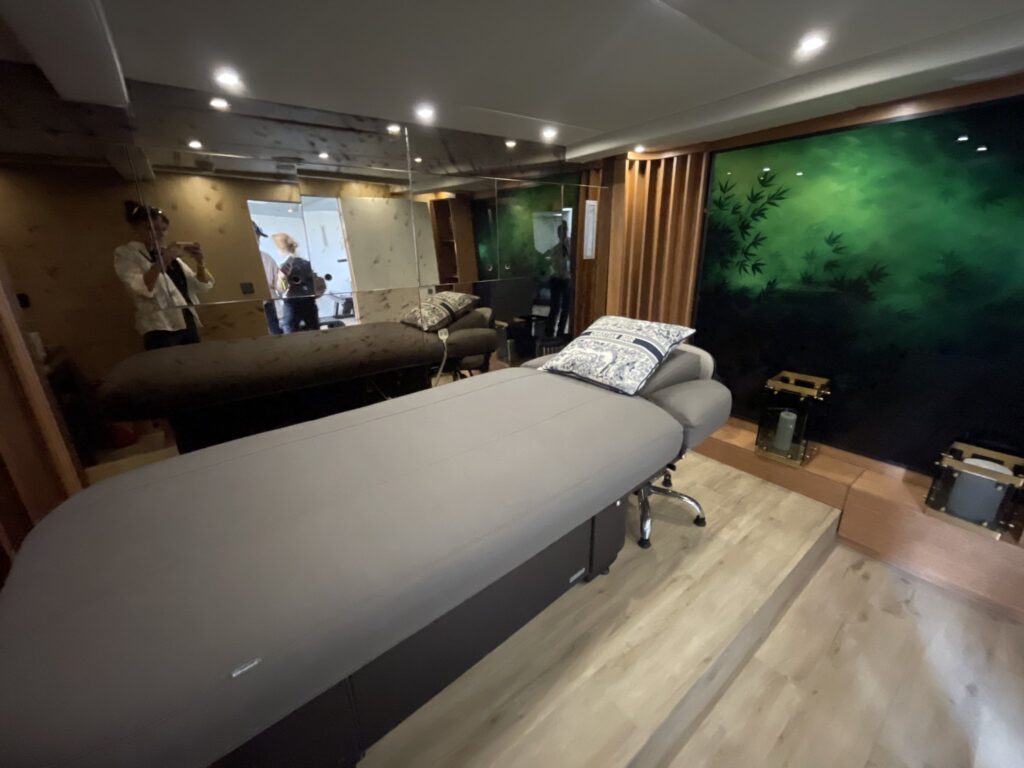 The massage room on motor yacht LADY LUNA, April 2026.