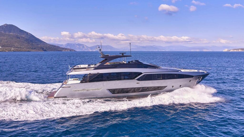 MENANGIO X, a 2025 Riva of 93 feet, under way in Greece