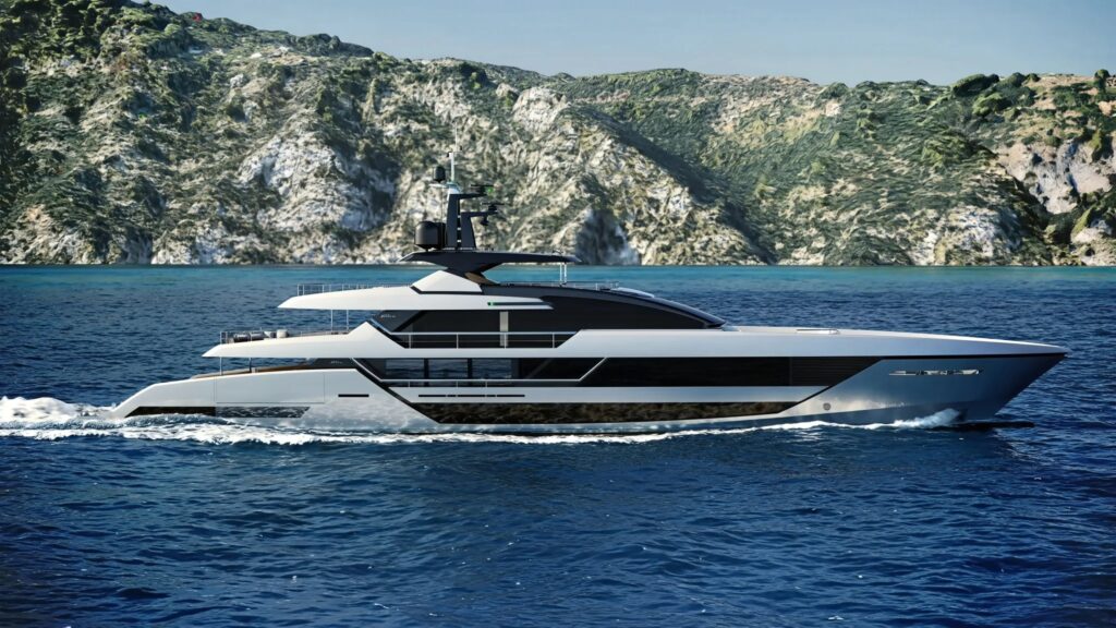 SAIRU, a 2025 Riva superyacht of 177 feet, under way