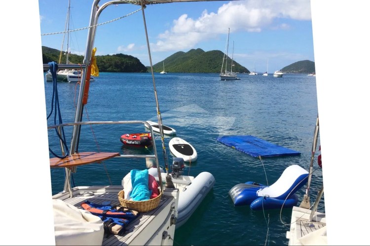 Water toys floating astern