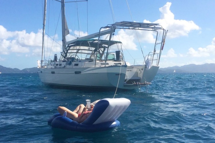 Loafing on the floatie behind Starlight