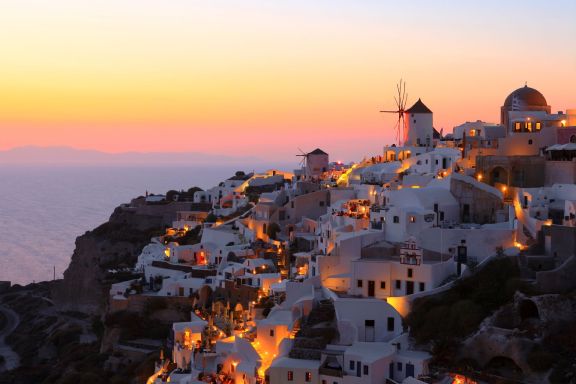 Oia Santorini Sunset View Greek Islands