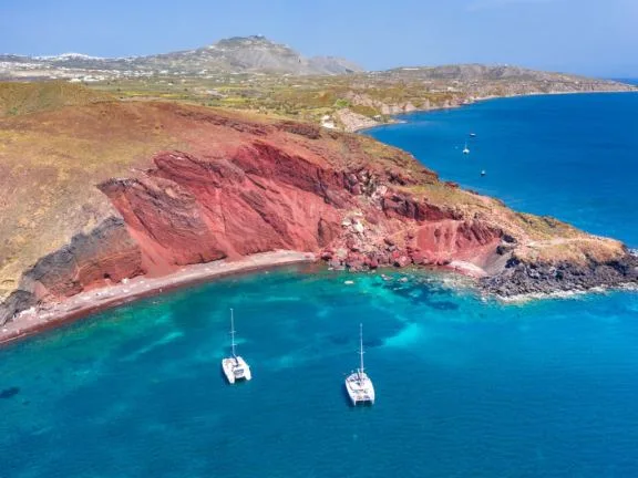 Anchor off the Red Beach and we'll arrange a view of the Akrotiri prehistoric site in the morning - before the crowds arrive. Inquire about private viewings.