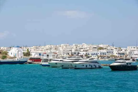 Boats in the port of Chora, Antiparos