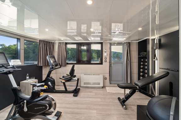 Onboard Gym with full set of equipment on Motor Yacht Freedom