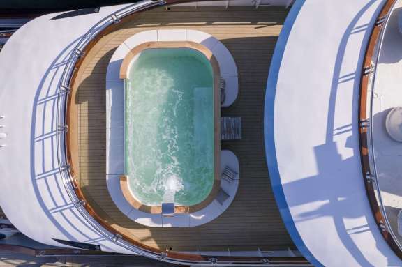 Jacuzzi on the aft deck of Luxury Motor Yacht FREEDOM