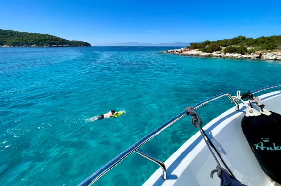Charter guest from Motor yacht ANKA trying out the seabob, Greece
