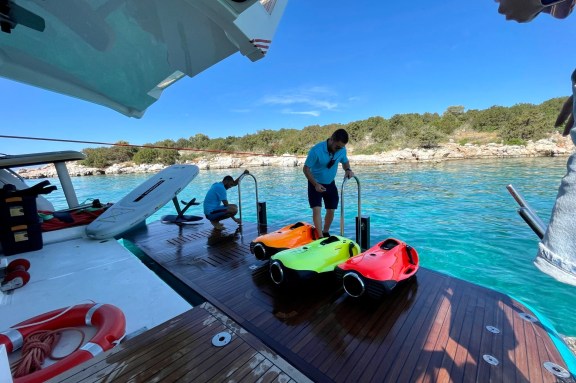 Water toys coming out on motor yacht ANKA in Greece
