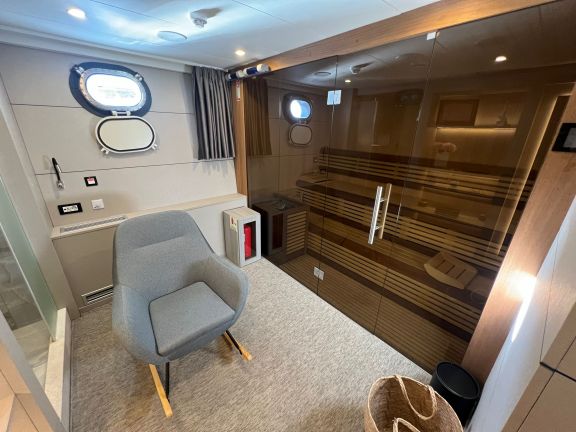 Sauna onboard Luxury Motor Yacht Freedom