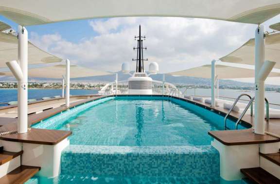 Full swimming pool onboard Luxury Motor Yacht DREAM