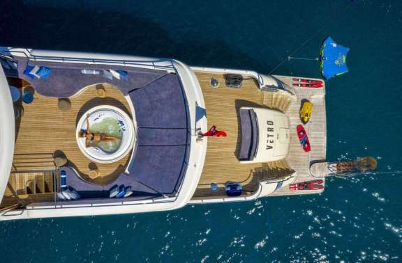 Jacuzzi onboard Luxury Motor Yacht VETRO. This 158-foot custom built luxury yacht charters for €100,000/week