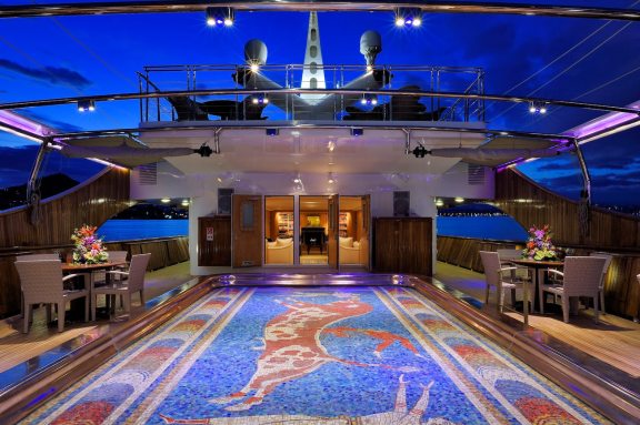 Swimming Pool onboard famous luxury yacht Christina O, featured in the high-rated movie 