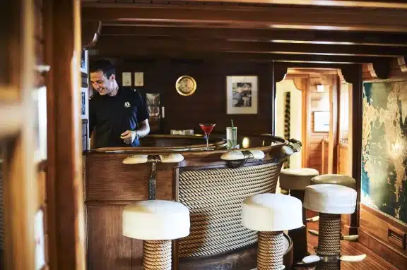 Aris Bar onboard famous charter yacht Christina O