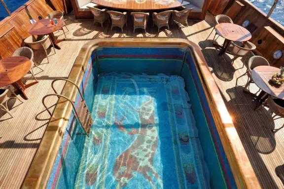 Swimming Pool onboard famous luxury yacht Christina O, featured in the high-rated movie 