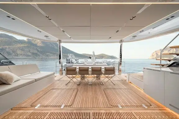 Sunreef Eco Catamaran Kutsunga Aft deck and dining area