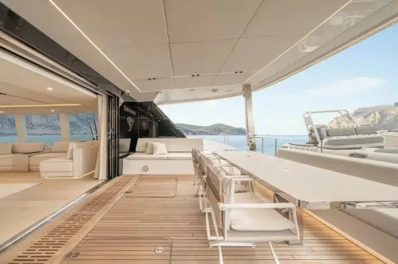 Sunreef Eco Catamaran Kutsunga Aft deck and dining area