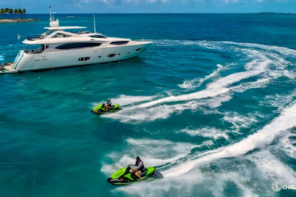 Luxury motor yacht Emrys, USVI yacht charter with Jet Ski