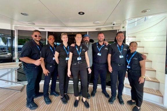 Crew of motor yacht PATHOS at the MEDYS Yacht Show 2025