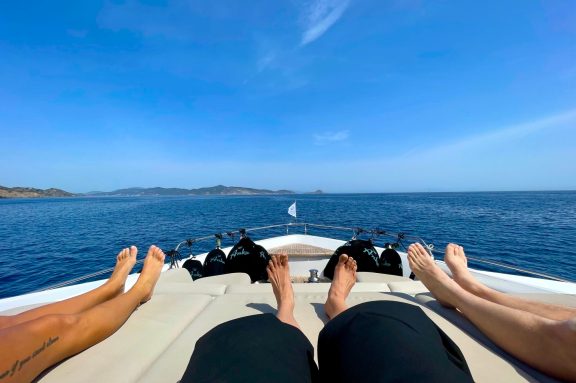 Cruising through the Greek islands on motor yacht ANKA