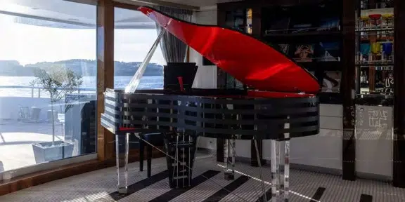 ALFA G Luxury Charter Yacht Oceanco 60M Custom Main Decl Salon Piano