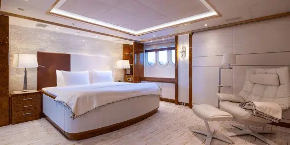 ALFA G Luxury Charter Yacht Oceanco 60M Custom Full Beam VIP Cabin