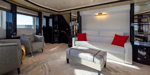 ALFA G Luxury Charter Yacht Oceanco 60M Custom Master Cabin Convertable Sofa