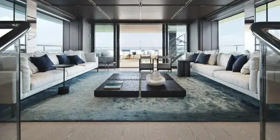 ALMAX Luxury Charter Yacht Sanlorenzo 50 Steel Main Salon